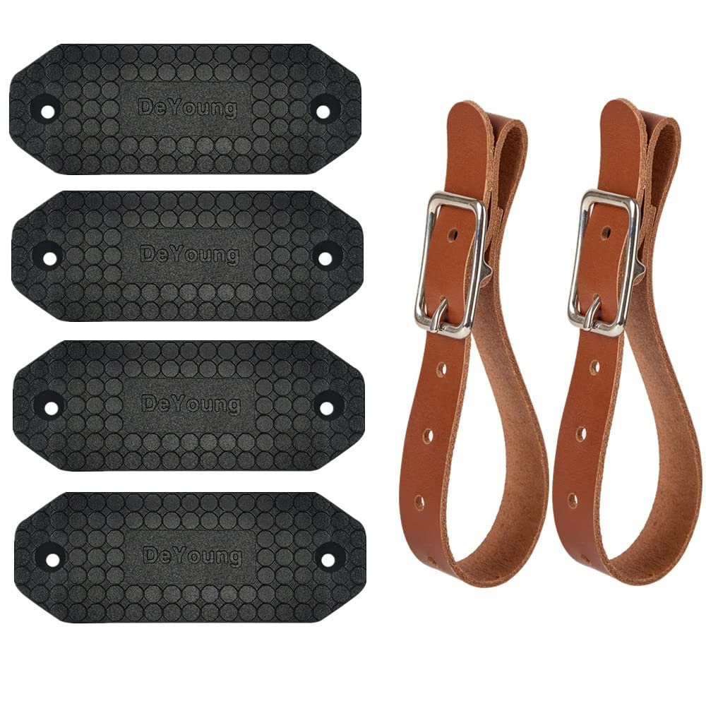 DeYoungArbeit Gun Magnet 46lbs 4-Pack + Leather Hanging Strips 1-Pair Gun Rack Wall Mount Display