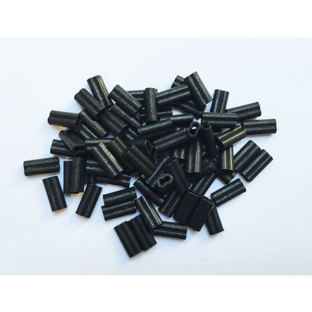 100 Pack Double Copper Sleeve Leader Crimps Size 1.6 125-150lb - Black Oxide
