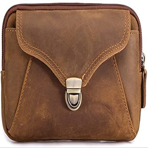 Dongng Leather Waist Bag Multiple Pockets Fanny Pack for Women Men Daily Life and Travel Outdoor Multifunctional Pocket