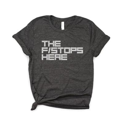 Dream Lume Photographer Shirt, Camera Shirt, Photographer Gift, The F Stops Here, Camera Gift Tee, Softstyle Unisex Tee Dark Heather Grey