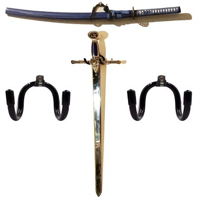 Universal Adjustable Sword, Wall Hook Storage Organizers Rack Display Hanger Wall Mount Stand Collection Holder for Sword,Dagger,Axe,Keyblade,etc Vertical/Horizontal Display -2 pack