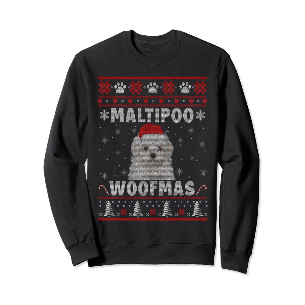 Maltipoo Woofmas Christmas Sweater Santa Maltipoo Sweatshirt