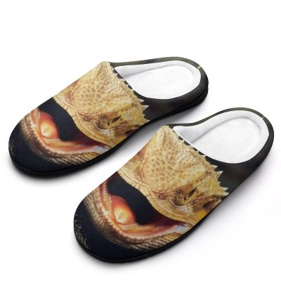 BAIKUTOUAN Cool Bearded Dragon Lizards Men's Cotton Slippers Warm Winter House Shoes for Home Travel Spa Hotel 7-840-41