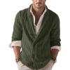 Men's Lapel Solid Color Cardigan Sweater Handsome Old Street Long-Sleeved Ribbed Knit Top Casual Double-Breasted Top (Army Green,Medium) view 1