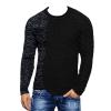Men's Round Neck Color-Blocking Sweater Casual Temperament Long-Sleeved Rib Knit Sweater Autumn And Winter Warm Pullover (Black,X-Large) view 1