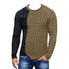 Kaxiya2021 Men's Round Neck Color-Blocking Sweater Casual Temperament Long-Sleeved Rib Knit Sweater Autumn and Winter Warm Pullover (Khaki,Small) view 1