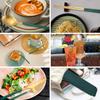 AARAINBOW 6 Pieces Stainless Steel Flatware Set Portable Reusable Cutlery Set Travel Utensils Set Including Chopsticks Knife Fork Spoon Straws Cleaning Brush Dishwasher Safe (B-Green golden) view 3