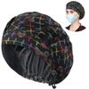 ABAMERICA Bouffant Caps with Button and Sweatband, Adjustable Scrub Caps for Women Men, Satin Layer view 1