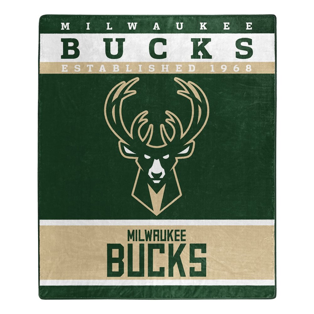 NORTHWEST NBA Polyester Raschel Throw Blanket 50X60 inch, Milwaukee Bucks