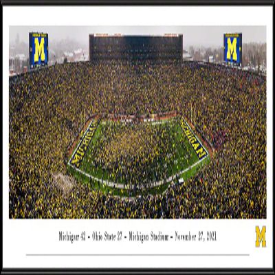 Michigan Wolverines Football - 40.25x13.75-inch Standard Framed Print by Blakeway Panoramas