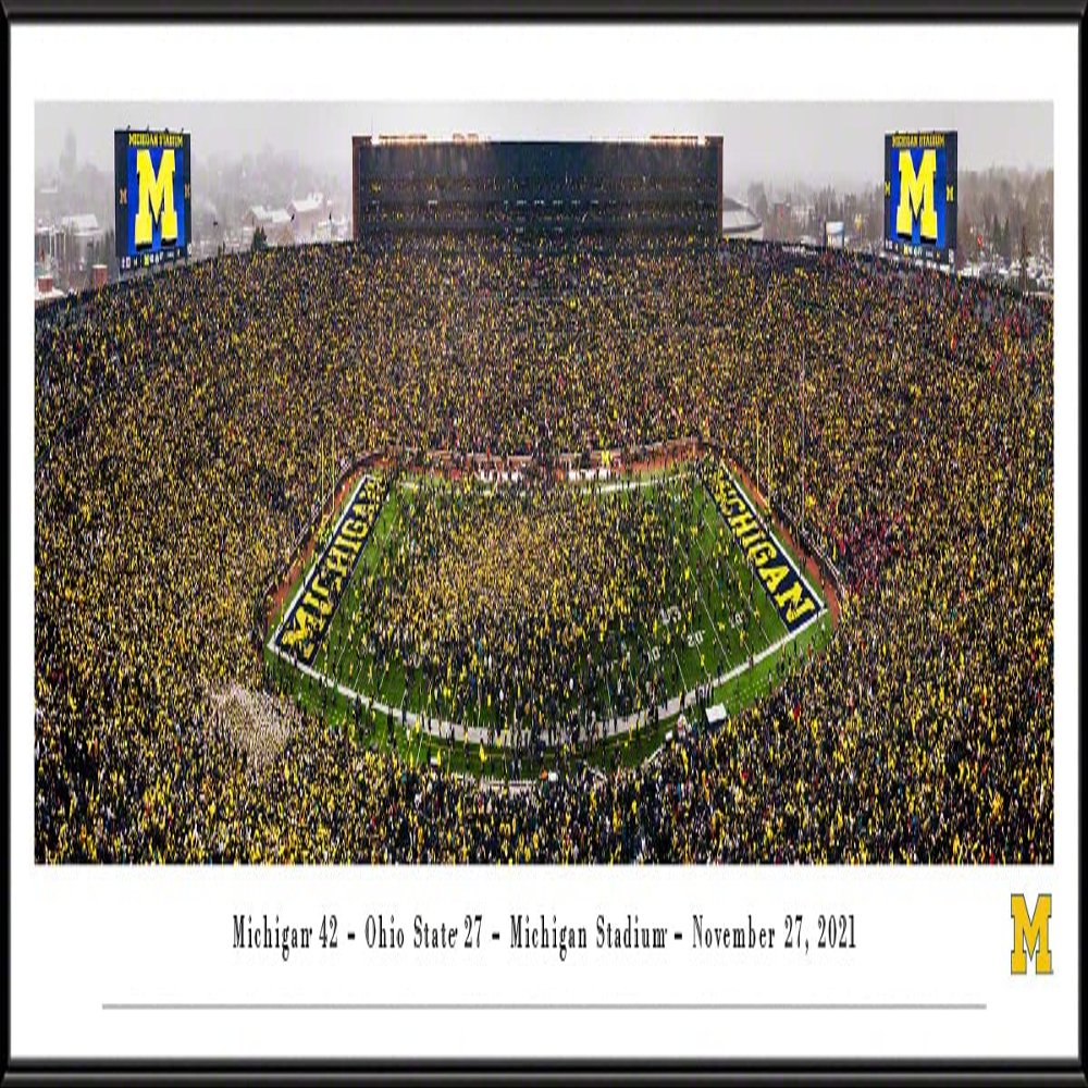 Michigan Wolverines Football - 40.25x13.75-inch Standard Framed Print by Blakeway Panoramas