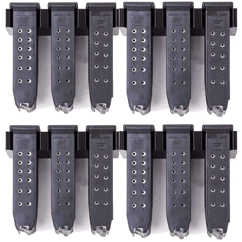 Tactical Pro Sports Magazine Mount for Glock 17 19 26 31 32 33 34 - Pistol Mag Wall Display Storage Organization System (4 Mounts Hold 12 Mags)