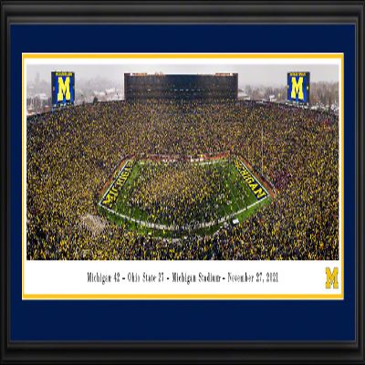 Michigan Wolverines Football - 44x18-inch Double Mat, Deluxe Framed Picture by Blakeway Panoramas