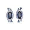 Faship Statement Navy Blue Crystal Floral Clip On Earrings - Navy Blue view 1