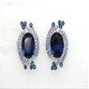 Faship Statement Navy Blue Crystal Floral Clip On Earrings - Navy Blue view 2