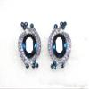 Faship Statement Navy Blue Crystal Floral Clip On Earrings - Navy Blue view 4