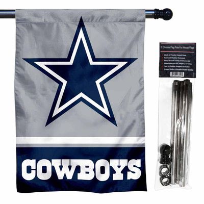 Cowboys Banner House Flag and 5 Foot Flagpole Set