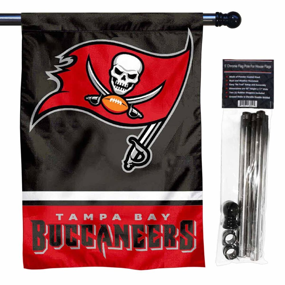 Buccaneers Banner House Flag and 5 Foot Flagpole Set
