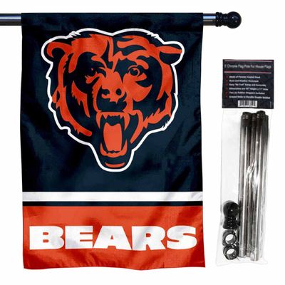 Bears Banner House Flag and 5 Foot Flagpole Set