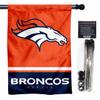 Broncos Banner House Flag and 5 Foot Flagpole Set view 1