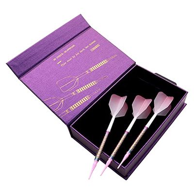 CUESOUL Pink GEM Stone 20g Soft Tip 90% Tungsten Darts with Uniformity Titanium Coated and Gradient Color ROST Flights