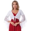 JEATHA Womens Belly Dance Long Sleeved Wrap Top Belly Dancewear Crop Top Cover Up Wrap Shawl Fancy Dress White One Size view 1