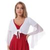 JEATHA Womens Belly Dance Long Sleeved Wrap Top Belly Dancewear Crop Top Cover Up Wrap Shawl Fancy Dress White One Size view 2