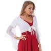 JEATHA Womens Belly Dance Long Sleeved Wrap Top Belly Dancewear Crop Top Cover Up Wrap Shawl Fancy Dress White One Size view 3
