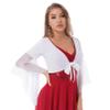 JEATHA Womens Belly Dance Long Sleeved Wrap Top Belly Dancewear Crop Top Cover Up Wrap Shawl Fancy Dress White One Size view 4