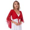 JEATHA Womens Belly Dance Long Sleeved Wrap Top Belly Dancewear Crop Top Cover Up Wrap Shawl Fancy Dress Red One Size view 1