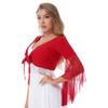 JEATHA Womens Belly Dance Long Sleeved Wrap Top Belly Dancewear Crop Top Cover Up Wrap Shawl Fancy Dress Red One Size view 2