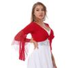 JEATHA Womens Belly Dance Long Sleeved Wrap Top Belly Dancewear Crop Top Cover Up Wrap Shawl Fancy Dress Red One Size view 3