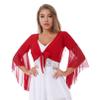 JEATHA Womens Belly Dance Long Sleeved Wrap Top Belly Dancewear Crop Top Cover Up Wrap Shawl Fancy Dress Red One Size view 4