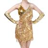OBEEII Women's Sparkly Sequins Tassels Latin Tango Tassels Ballroom Salsa Samba Rumba Dance Dress 1920s Vintage Flapper Great Gatsby Theme Wedding Cocktail Prom Ball Party Dresses #Gold One Size view 2