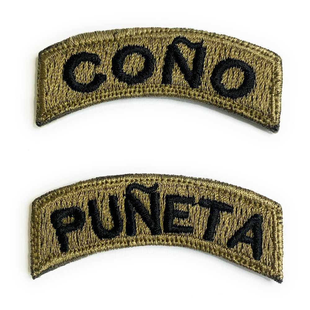Almost SGT Puerto Rico Cono & PUNETA Tab Patches 2PCS - Funny Tactical Military Morale Embroidered Patch Hook Fastener Backing