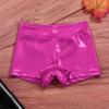 TiaoBug Kids Girls Shiny Metallic Ballet Dance Shorts High Waist Sequins Boycut Shorts Athletic Gymnastics Short Rose Red 3-4 Years view 4