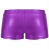 TiaoBug Kids Girls Shiny Metallic Ballet Dance Shorts High Waist Sequins Boycut Shorts Athletic Gymnastics Short Purple 3-4 Years view 2
