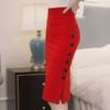 Pencil Skirt for Womens Long Mermaid Skirts Bodycon Skirt High Waisted Button Slit Midi Skirt Split Midi Skirt Red view 2