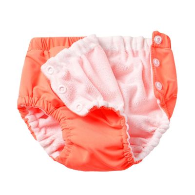 ACSUSS Reusable Swim Diapers for Girl Boy Adjustable for Swimming Lesson & Baby Shower Gifts Orange 9-12 Months