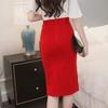 Pencil Skirt for Womens Long Mermaid Skirts Bodycon Skirt High Waisted Button Slit Midi Skirt Split Midi Skirt Red view 4