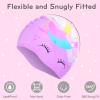 2 pcs Kids Swim Cap Silicone Swimming Cap for Boys Girls (Age 3-12) Cover Ears Waterproof Bathing Cap Keep Hair Dry Swimming Hat for Hair view 4