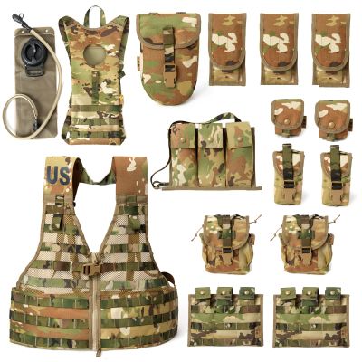 MT Military MOLLE 2 Army Vest, Rifleman FLC Set with Outer Pouches, Assault Backpack and Hydration Pack