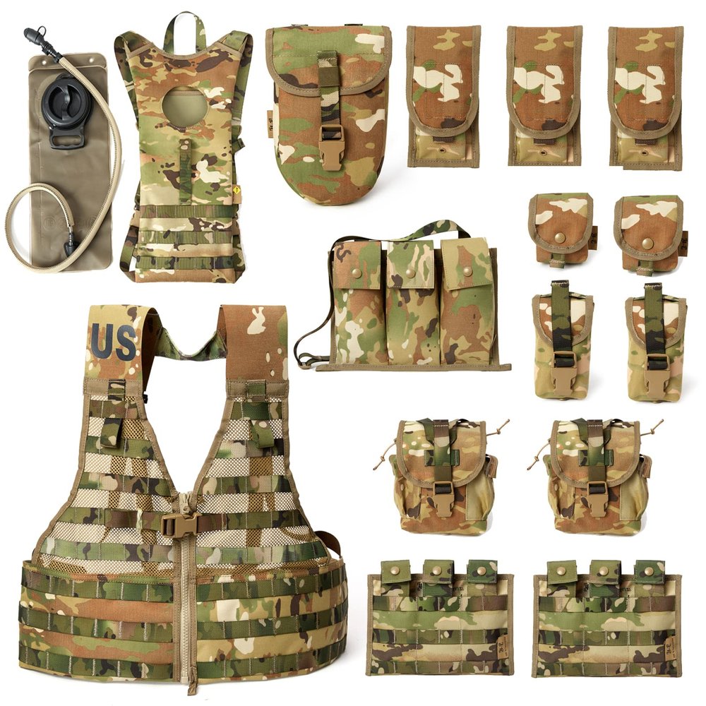 MT Military MOLLE 2 Army Vest, Rifleman FLC Set with Outer Pouches, Assault Backpack and Hydration Pack