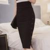 Pencil Skirt for Womens Long Mermaid Skirts Bodycon Skirt High Waisted Button Slit Midi Skirt Split Midi Skirt Black view 2