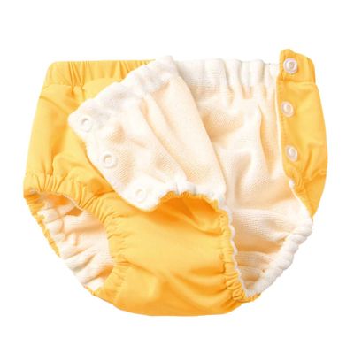 ACSUSS Reusable Swim Diapers for Girl Boy Adjustable for Swimming Lesson & Baby Shower Gifts Yellow 12-18 Months