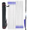 AMEYXGS 34 Inch Carbon Arrows 400 Spine Hunting Arrows with Removable Tips and 4 Turkey Feather Target Practice Arrow for Compound & Recurve & Long Bow 6/12 Pcs (Blue Set, 12 pcs) view 1