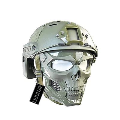 PJ Tactical Protective Helmet and Skull Mask Set, with Adjustable Full-Face Protective Mask Suitable for Such As Paintball Shooting, CS Games, Costume Parties Fast Helmet