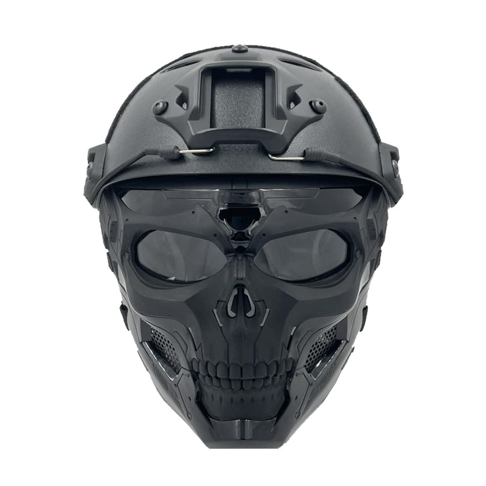 PJ Tactical Protective Helmet and Skull Mask Set, with Adjustable Full-Face Protective Mask Suitable for Such As Paintball Shooting, CS Games, Costume Parties Fast Helmet