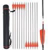 AMEYXGS 34 Inch Carbon Arrows 400 Spine Hunting Arrows with Removable Tips and 4 Turkey Feather Target Practice Arrow for Compound & Recurve & Long Bow 6/12 Pcs (Orange Set, 12 pcs) view 1