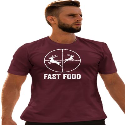 Go All Out 4X-Large Maroon Adult Deer Hunting Fast Food Funny Hunter T-Shirt
